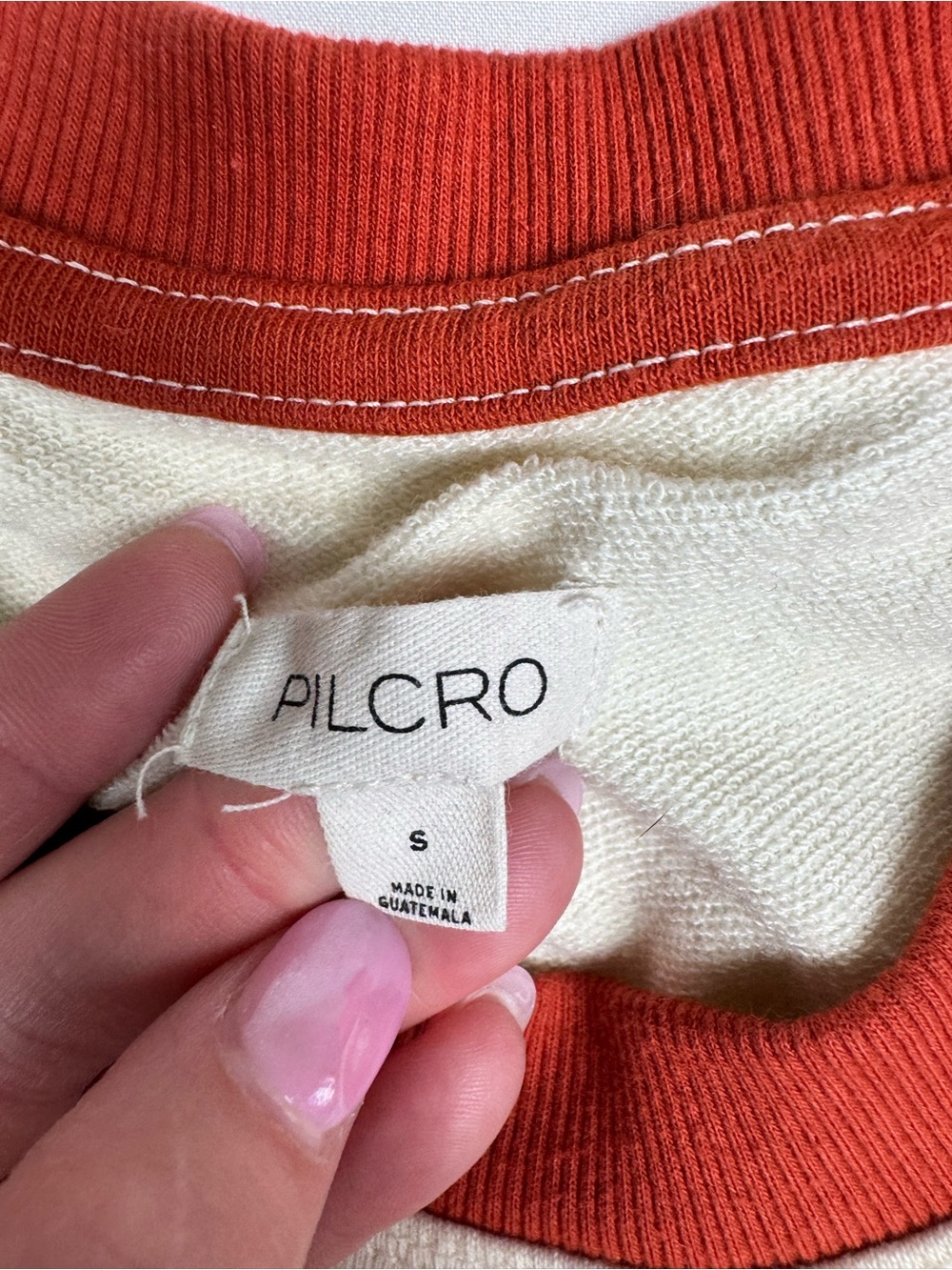 Pilcro Anthropologie Muscle Sweatshirt Beige Orange Women’s S - Picture 4 of 8
